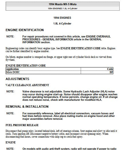 Manuel d'atelier réparation Mazda MX5 1994 Docautomoto