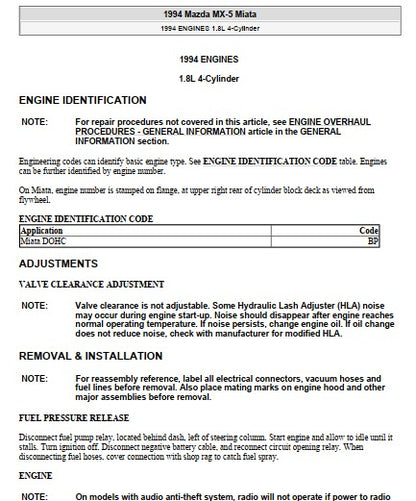 Manuel d'atelier réparation Mazda MX5 1994 Docautomoto