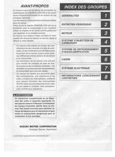 Manuel d'atelier réparation Suzuki GSX 1400 2001 { {{ Docautomoto }}