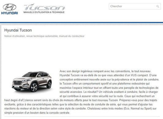 manuel d'atelier Hyundai Tucson 2015 en français { Docautomoto