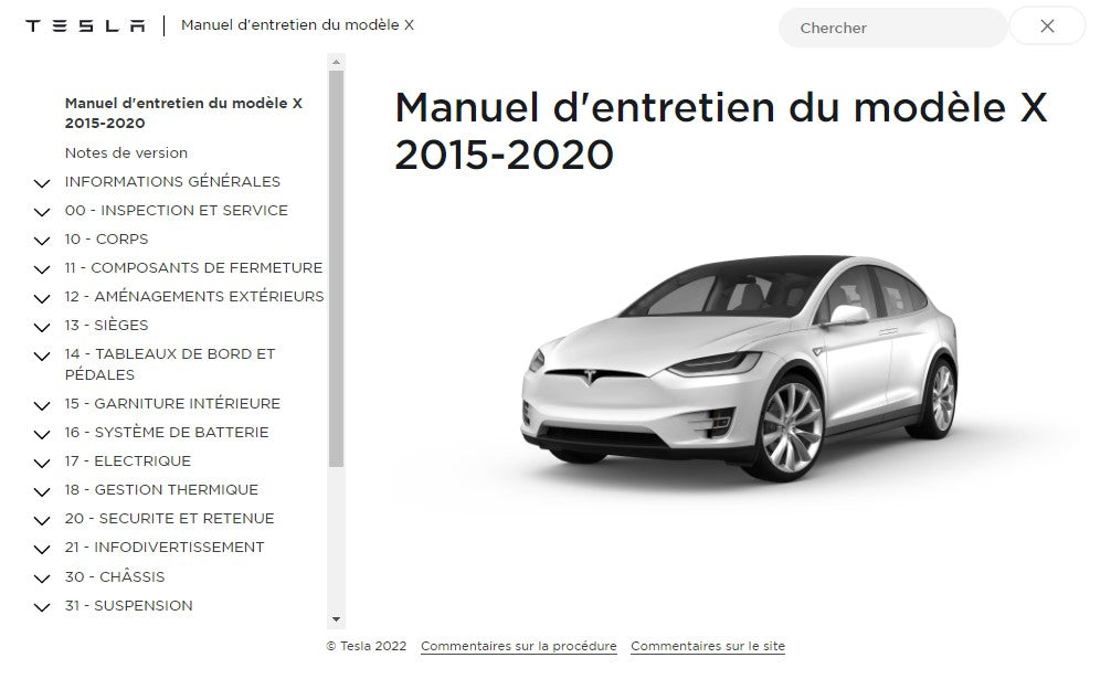 Manuels d'atelier Tesla tous modèles 2012 2021 { Docautomoto