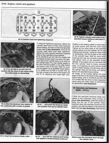 Manuel d'atelier Kawasaki 900 1000 1100 1986-1997 Docautomoto