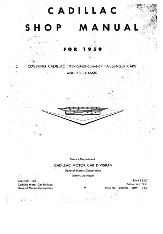 Manuel d'atelier Cadillac 1959 à 1967 { Docautomoto