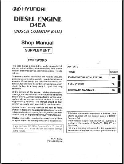 Manuel d'atelier Hyundai Santa Fe 2000 { {{ Docautomoto }}