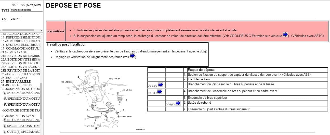 Manuel d'atelier Mitsubishi L 200 2007 2009 { AUTHENTIQU'ERE