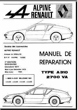 Manuels de réparation Alpine Renault A310 { {{ Docautomoto }}