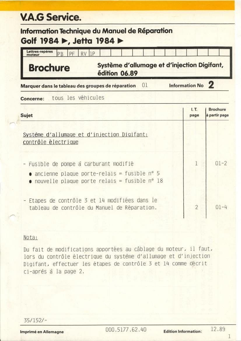 Manuels d'atelier Volkswagen Golf GTI et 16s AUTHENTIQU'ERE