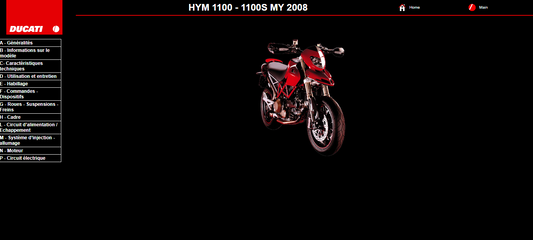 Manuel d'atelier Ducati 1100 et 1100S 2008 Hypermotard Français { Docautomoto