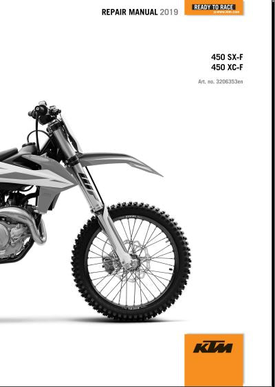Manuel d'atelier KTM 450 SX F 2019 { {{ Docautomoto }}