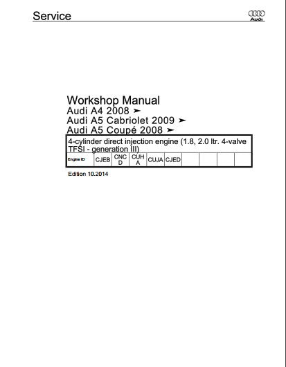 Manuel d'atelier Audi A 4 A5 2.0 TFSI 2008 2016 { Docautomoto