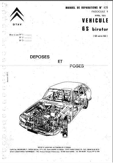 Manuels d'atelier Citroën GS GSA Birotor ( compilation intégrale ) { {{ Docautomoto }}