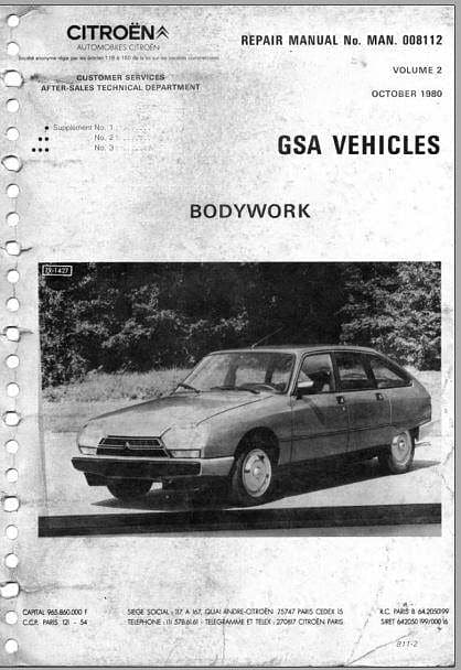 Workshop manuals Citroën GS et GSA en anglais { {{ Docautomoto }}