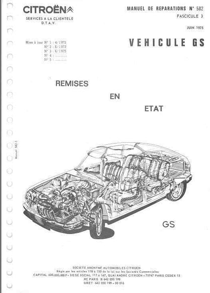 Manuels d'atelier Citroën GS GSA Birotor ( compilation intégrale ) { {{ Docautomoto }}