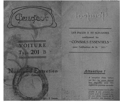 manuels d'atelier Peugeot 201 { {{ Docautomoto }}