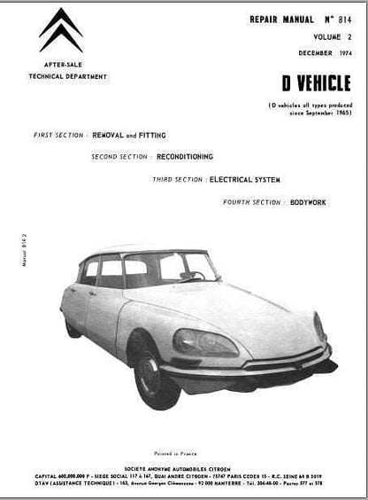 Workshop manuals Citroën DS 21 et 23 1967 1975 en anglais { {{ Docautomoto }}
