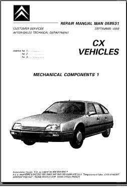 Workshop manuals Citroën CX tous modèles en anglais { {{ Docautomoto }}