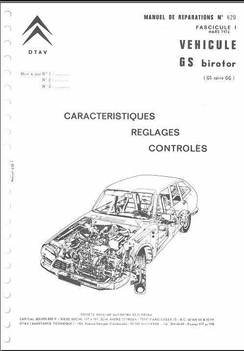 Manuels d'atelier Citroën GS GSA Birotor ( compilation intégrale ) { {{ Docautomoto }}