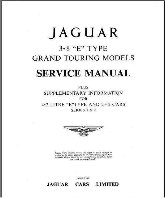 Manuel d'atelier et de réparation jaguar Type E 6 cylindres séries 1 et 2 { AUTHENTIQU'ERE