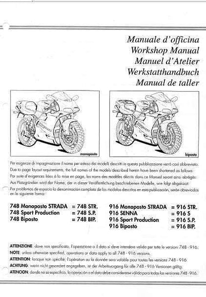 Manuel d'atelier Ducati 748 916 multilingue DocAutoMoto