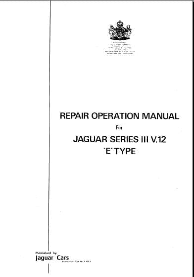 manuel d'atelier Jaguar E série 3 V12 { AUTHENTIQU'ERE