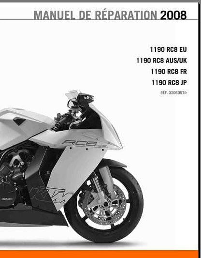 manuel d'atelier KTM 1190 RC8 2008 { {{ Docautomoto }}