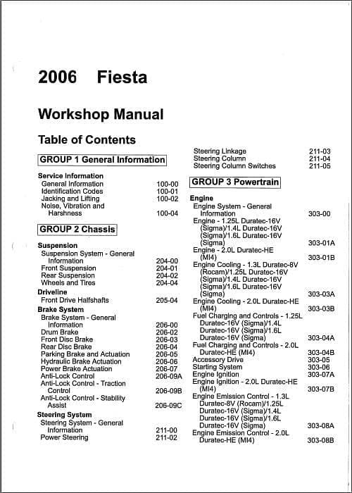 manuel d'atelier Ford Fiesta 2002 2008 { {{ Docautomoto }}