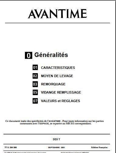Manuel d'atelier Renault Avantime { {{ Docautomoto }}