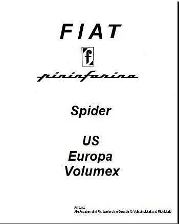 manuel d'atelier Fiat spider Europa en allemand { AUTHENTIQU'ERE
