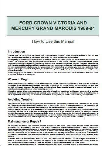 manuel d'atelier Ford Crown victoria { AUTHENTIQU'ERE