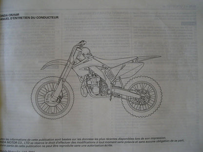 Manuel d'atelier Honda 250 CR 2002 { {{ Docautomoto }}