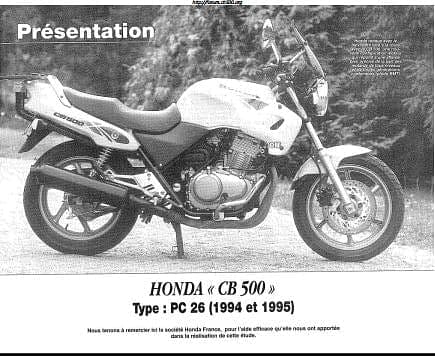 Manuel d'atelier Honda CB 500 1994 1999 { {{ Docautomoto }}