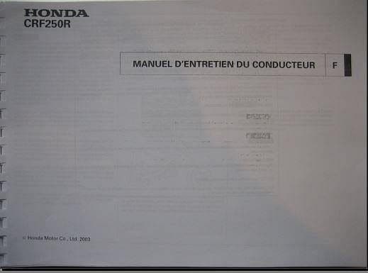 Manuel d'atelier Honda CRF 250 2002 2004 { {{ Docautomoto }}