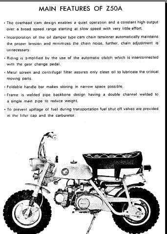 Manuel d'atelier Honda ZA 50 Monkey 1970 1972 1974 1978 { {{ Docautomoto }}