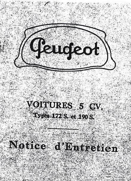 manuel d'atelier Peugeot 5cv 172 S et 190 S { AUTHENTIQU'ERE