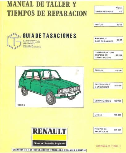 Manuel d'atelier Renault 6 en espagnol { {{ Docautomoto }}