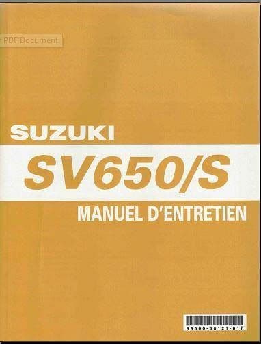 Manuel d'atelier Suzuki SV 650 2003 en français { {{ Docautomoto }}