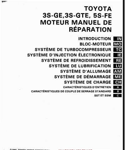 manuel d'atelier Toyota moteurs 3S-GE 3S -GTE 5S FE Docautomoto