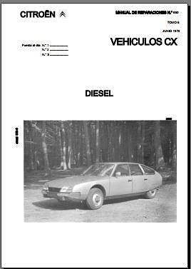 Manuel d'atelier Citroën CX diesel en espagnol { {{ Docautomoto }}