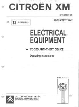 Workshop manuals Citroën XM en anglais { {{ Docautomoto }}