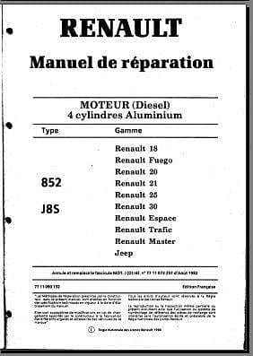 Manuel d'atelier Renault moteur J8TD { {{ Docautomoto }}