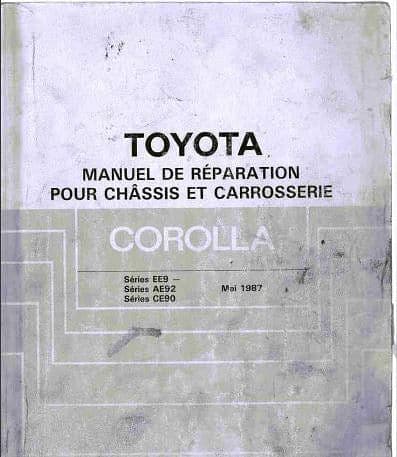 manuel d'atelier Toyota Corolla Ae 92 1987 en français Docautomoto