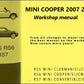 manuel d'atelier Mini Cooper 2007 2010 anglais français { Docautomoto