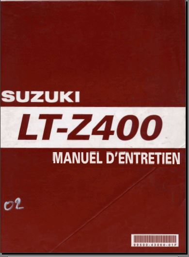 manuel d'atelier Suzuki 400 LTZ 2005 en français { {{ Docautomoto }}