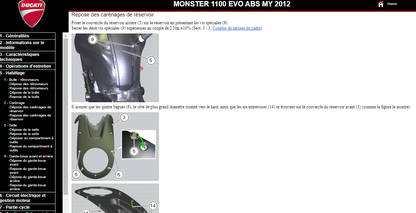 Manuel d'atelier Ducati Monster 1100 EVO ABS 2012 français Docautomoto
