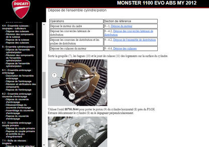 Manuel d'atelier Ducati Monster 1100 EVO ABS 2012 français Docautomoto