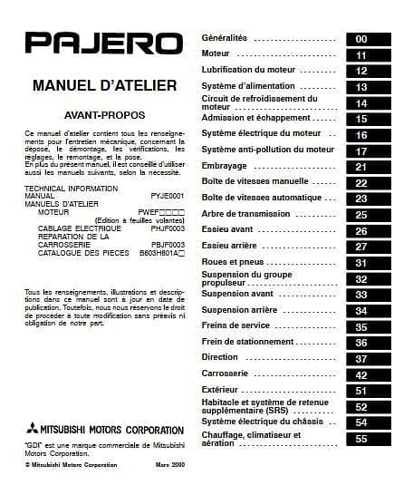 Manuel d'atelier Mitsubishi Pajero 2001 2005 { AUTHENTIQU'ERE