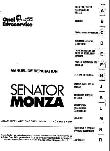 Manuel d'atelier Opel Senator Monza { AUTHENTIQU'ERE