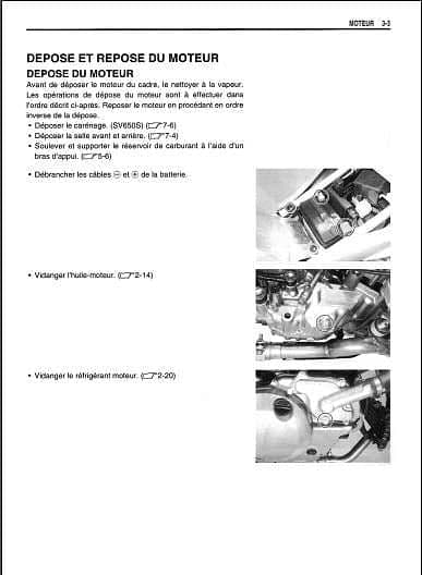 Manuel d'atelier Suzuki SV 650 2003 en français { {{ Docautomoto }}