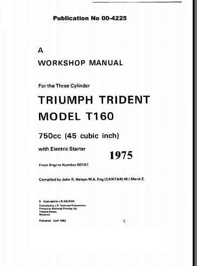 Manuel d'atelier Triumph 750 Trident T 160 1975 { AUTHENTIQU'ERE