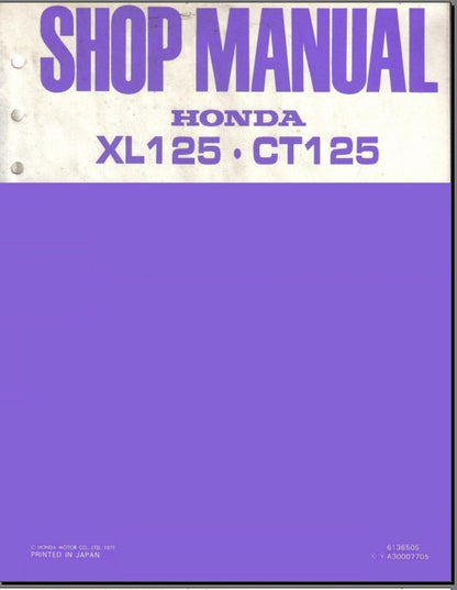 Manuel d'atelier Honda 125 XL 1976 { {{ Docautomoto }}